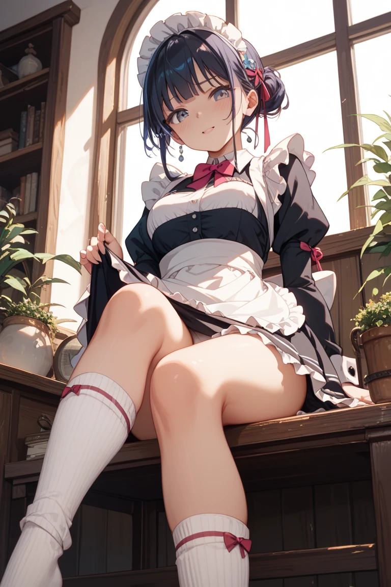 (masterpiece, highest quality, highest quality, Official Art, beautifully、aesthetic:1.2), (One girl),Upper Body, Very detailed,(Fractal Art:1.3),colorful,Most detailed, ichikanakano, ichika nakano, short hair, bangs, blue eyes, Hair between the eyes, Light blue hair, Ripping a skirt, shirt, , white shirt, Short sleeve, Pleated skirt, shoes, collared shirt, 裸feet, detailed feet, Toes, feet, sweater, Green Skirt, loafers, Waist clothes, BREAK Watch Viewers, Take a break indoors, classroom, pov from feet, (masterpiece:1.2), highest quality, High resolution, unity 8k wallpaper, (figure:0.8), (Beautiful fine details:1.6), Very detailed顔, Perfect lighting, Very detailedCG, (Perfect hands, Perfect Anatomy),
