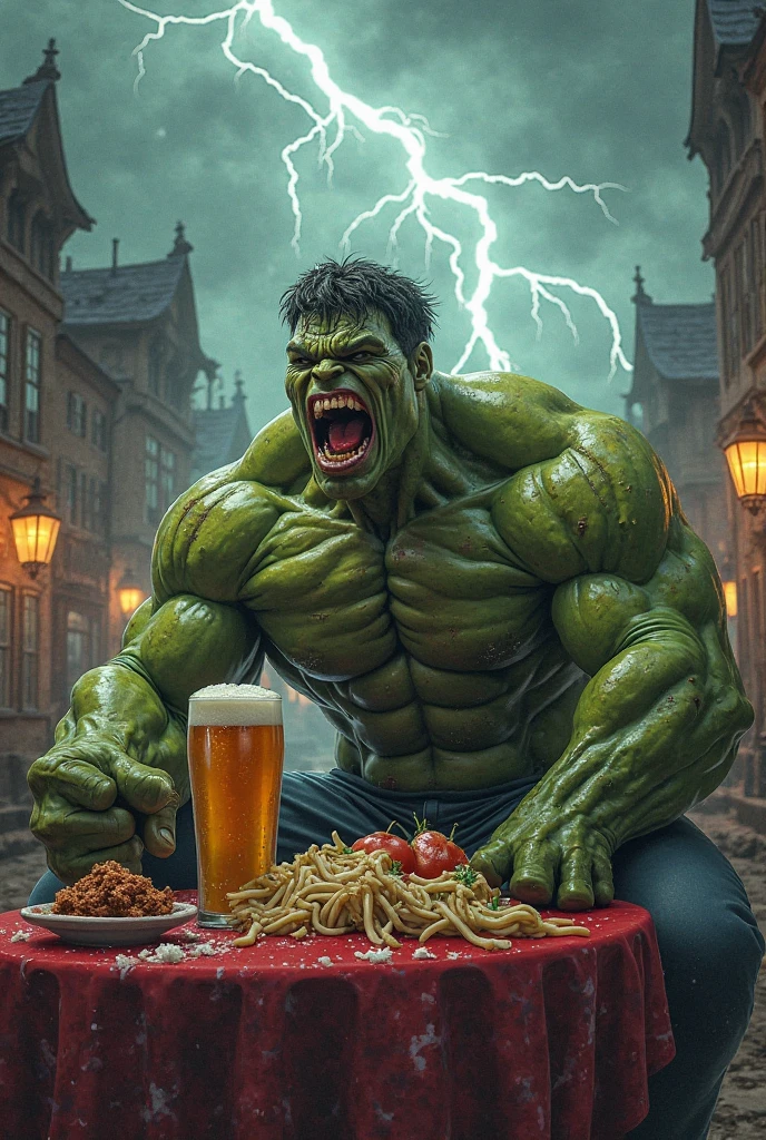 "(((masterpiece))), ultra-detailed, incredible depiction of a muscular green Incredible Hulk who is drinking a beer and dancing energetically inside a bar, high-resolution CG unity 8K wallpaper with dynamic animations and vibrant colors."