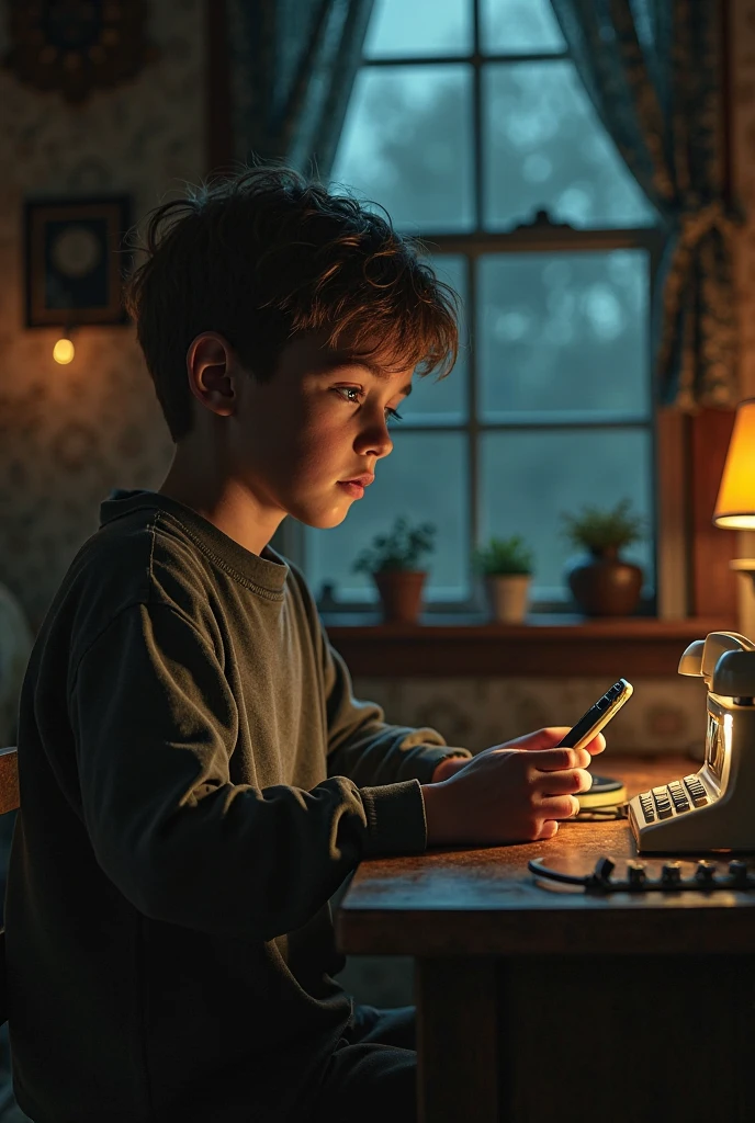 Boken "Tommy and the Enchanted Lamp":Chapter 1: The Fear of the Dark (realistic drawing) cartoon Tommy is a happy and curious boy, but he is very afraid of the dark. Every night, he feels anxious when the lights go out. Your parents try to comfort you, but nothing seems to work. Until one day, he finds an old lamp in the attic of his grandmother&#39;s house.