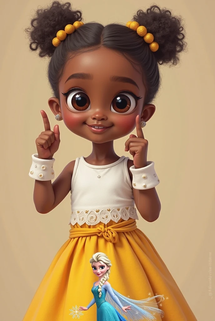 a little girl with pulando standing in front of a microphone, disney animation, brown skin like soil, cold studio lighting, evokes feelings of joy, beautiful artist rendering, as a pixar character, kawai, vestindo calça jeans, inspired by Sheila McClean, artist unknown, cherubic, by Charles Fremont Conner