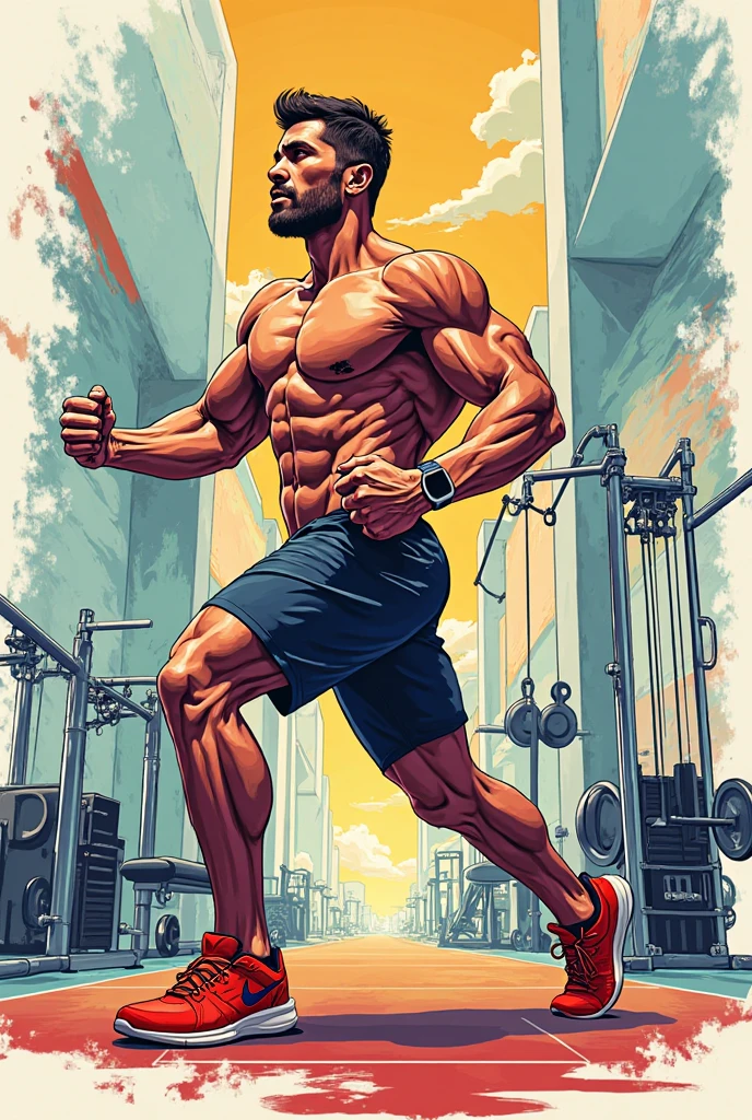 Mango flesh with shades with abs weightlifting 