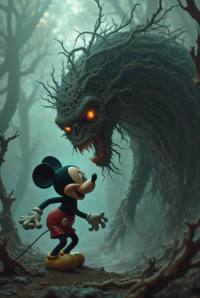 Alien and Mickey Mouse laugh at him 