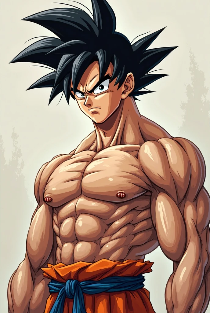 Goku, muscle, abs, pecs, nude, erection, sexy pose, cum