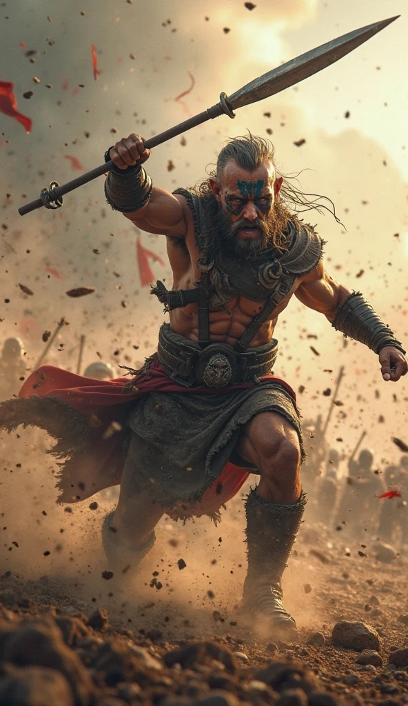 a muscular old aged man with a beard, bheeshma, in a historic indian war scene, fighting with bow and arrow, angry expression, intricate detailed portrait, digital art, cinematic lighting, dramatic composition, muted color palette, chiaroscuro lighting, volumetric fog, dynamic action pose, stunning realism, award winning illustration, 8k, hyper detailed, masterpiece