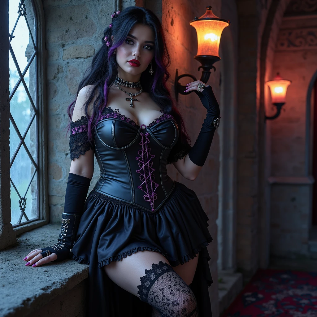 Woman, jellyfish, (feudal middle age:1.1), Slavic appearance, (long straight purple hair gradient pro red), (red eyes), (strong expression look), purple lipstick, fair skin, (black color gothic clothes with red details:1.1), yellow scales on the hands, cinematic lighting, mystical atmosphere, dynamic focus, ultra reality, ultra realistic, ultra quality, real, real texture:1.1, realistic clothes:1.1, 8k insaneres,  absurd,