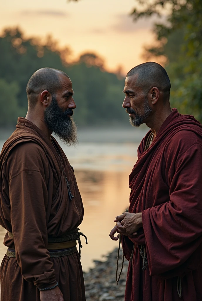 A muscular young Vietnamese monk, Detailed bald head, Tractor head, soaked in water , shirtless 2 คน กอดจูบ ดูดดื่ม หนุ่มร่างthin เปลือย shirtlessคลุม, Buddhism, quiet, Detailed dark brown robe, Take the whole body, Manly, Look at the camera, (Make eye contact), Manliness posture, Manly deportment, Virtue, masculinity, Manliness, very detailed facial parts, very detailed neck, Manly, Waterfall background, happy expression, professional photos, soft focus, (8ก, raw photos, best quality, Masterpiece:1.2), very detailed, Ultra high resolution, perfect anatomy, ส่วนของร่างกายที่very detailed, Very symmetrical body, Asia, 1, shirtless :: Highly detailed, detailed face, Detailed eyes, Proportionate eyes, very detailed mouth, Leaky abdomen :: very detailed, thin, small waist, realistic, human skin, นิ้วที่very detailed, handsome chad chin, shirtless, I&#39;m a man., human skin, handsome, charming, Highly detailed RAW color photo, depth of field, Front photo, perfect composition, very detailed hands, very detailed fingers