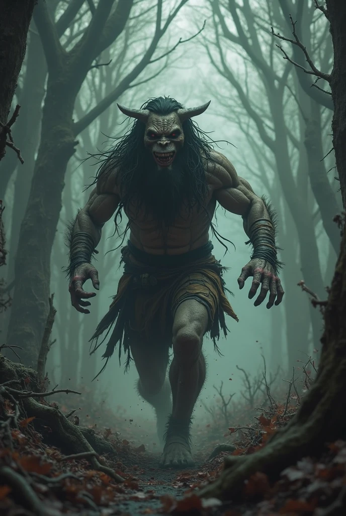 Monstrous aswang in the Philippines folklore in the middle of a dark forest in the rural area in the Philippines.