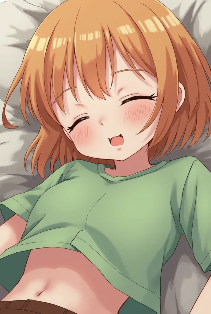 Megumi Jinno,In his bedroom, lying on the bed face up,(touching the bottom of underwear,female masturbationlora)embarrassed face, blush on his face,sleepwear, semi naked
