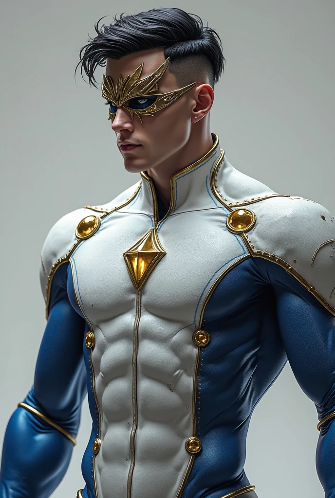 a man with silver hair and a white jacket, tane skin, sigma male, extremely detailed face and eyes, detailed nose, smile, highly detailed  features, striking masculine features, strong jawline, intense gaze, serious expression, wearing a black suit, standing in a dark, moody room, dramatic studio lighting, cinematic composition, realistic, photorealistic, 8k, extremely detailed and sharp, muted color palette, chiaroscuro lighting