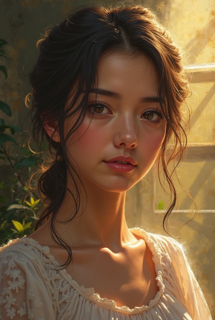 a painting of a woman with a scarf on her neck, craig mullins alphonse mucha, artgerm craig mullins, beautiful character painting, rhads and lois van baarle, artgerm and atey ghailan, charlie bowater rich deep colors, ross tran 8 k, ( ( mads berg ) ), artgerm and craig mullins