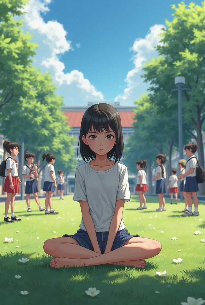 girl,elementary school student,pantie,physical education sitting on floor,mini skirt,spread legs