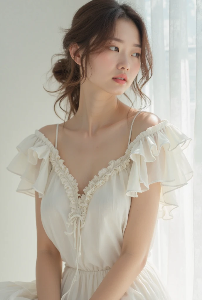 A cute girl, perfect face, bueaifull ((14 years old girl(( 14 years old girl, skinny body, slim body, white skin, masterpiece, textured skin, super detail, high details, high quality, 8k, It sounds like you're asking for a description of a beautiful 14-year-old girl wearing stylish clothes, specifically a stylish top. Here's a portrayal:

She is a vision of youthful elegance, with a grace that belies her tender age. Her slender frame carries itself with a natural poise, exuding confidence in every step she takes. Her eyes, sparkling with curiosity and innocence, mirror the world's wonders as she navigates through it.

Adorned in stylish attire, she wears a top that complements her figure and accentuates her youthful charm. Perhaps it's a delicate blouse with intricate lace details, softly hugging her shoulders and draping gracefully over her slender form. The fabric whispers with each movement, a symphony of sophistication and grace.

Her ensemble is carefully curated, reflecting her unique sense of style and creativity. Paired with chic accessories and tasteful accents, she effortlessly blends fashion and personality, creating a look that is entirely her own.

Despite her tender age, there's a maturity in her demeanor, a wisdom beyond her years that shines through her radiant smile. She is a portrait of beauty, not just in appearance but in the kindness and grace that emanate from within.