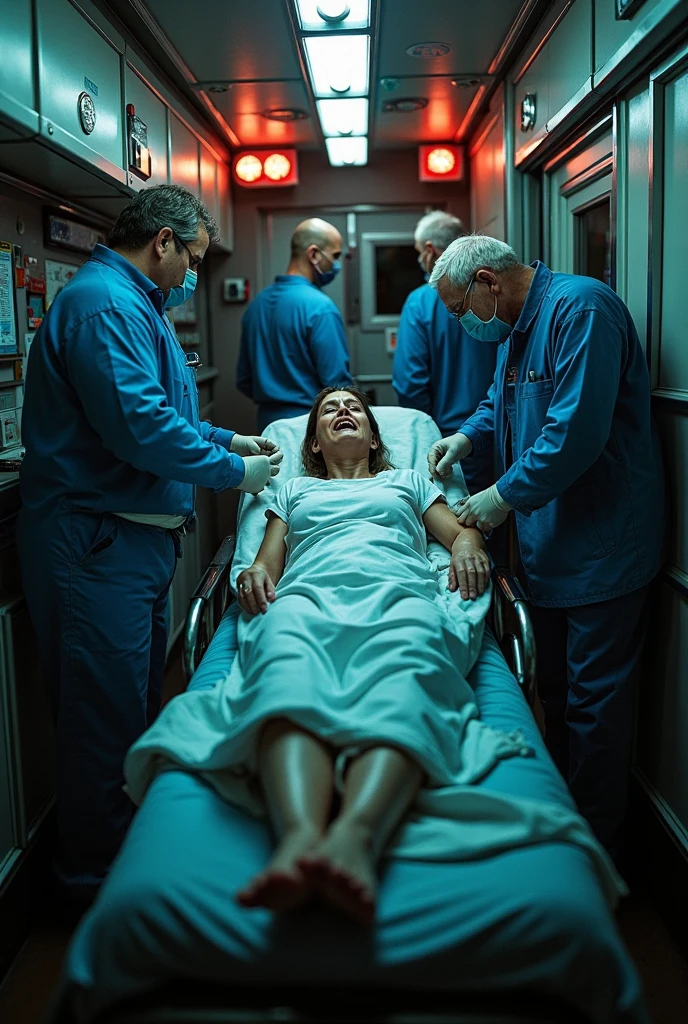 The highest quality, 16K, masterpiece, portrait, full body shot, (A scene in a shabby hospital room where a patient is bedridden, sleeping on the shabby bed), yawn and closed eyes face, ((outfit: patient clothes with huge breasts)),