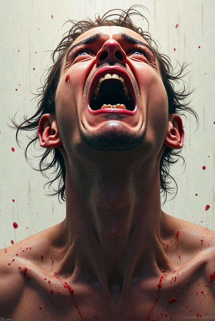 Person having thorns in his neck and chest pain