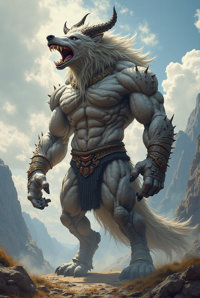 blaidd (elden ring), furry body, (very muscular, very heavyweight, very thick build:1.6), (pectorals, strong chest, muscular arms, muscular legs, sixpack:1.1), scars on body, bare chest, male, masculine, 4k, high resolution, detailed, correct anatomy, correct proportions, (dark fantasy background:1.2), (by wfa, by negger, by virtyalfobo, by taran fiddler:1.0), detailed shading, detailed lighting, detailed, sexy, strong, proud, brown leather underwear, belt, belt buckle, purple eyes, detailed eyes, (front view:1.2), (sitting, sitting on stone fence, spread legs, hands on legs:1.1), leaning forward, looking at viewer