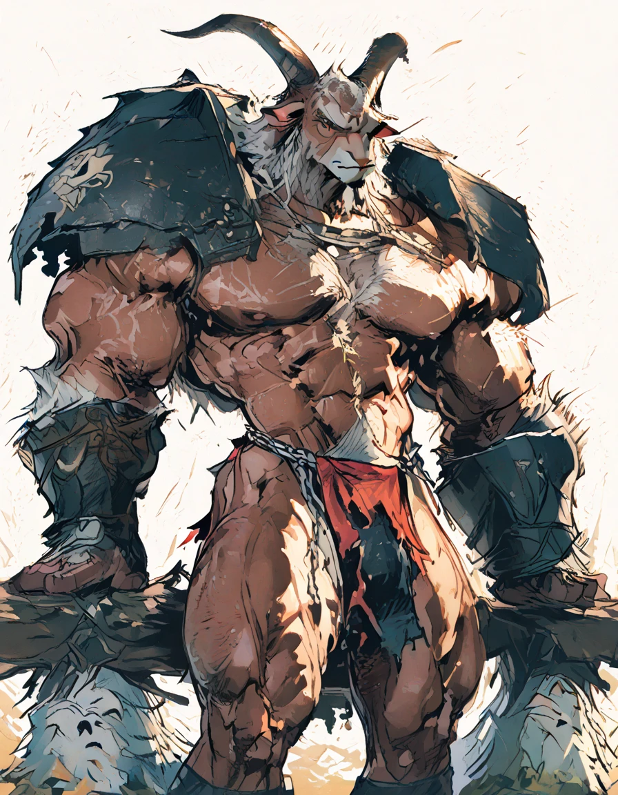 highest quality, excellent details, ultra high resolution, (fidelity: 1.4), best illustrations, Boar humanoid monster,Holding a bow in his right hand,muscular,white head