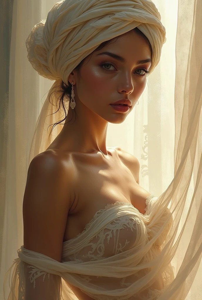 photorealistic, (hyperrealistic:1.2), beautiful, masterpiece, nude, big breast, seductive, hot, best quality, extremely detailed face, perfect lighting, nice hands, perfect hands, (transcendent beauty), (divine grace), (symbol of purity), (uplifting atmosphere), (celestial realm), (spiritual enlightenment), (gentle and protective), (illuminating light:1.2), (seraphic figure), (harmony and serenity), (captivating aura)
