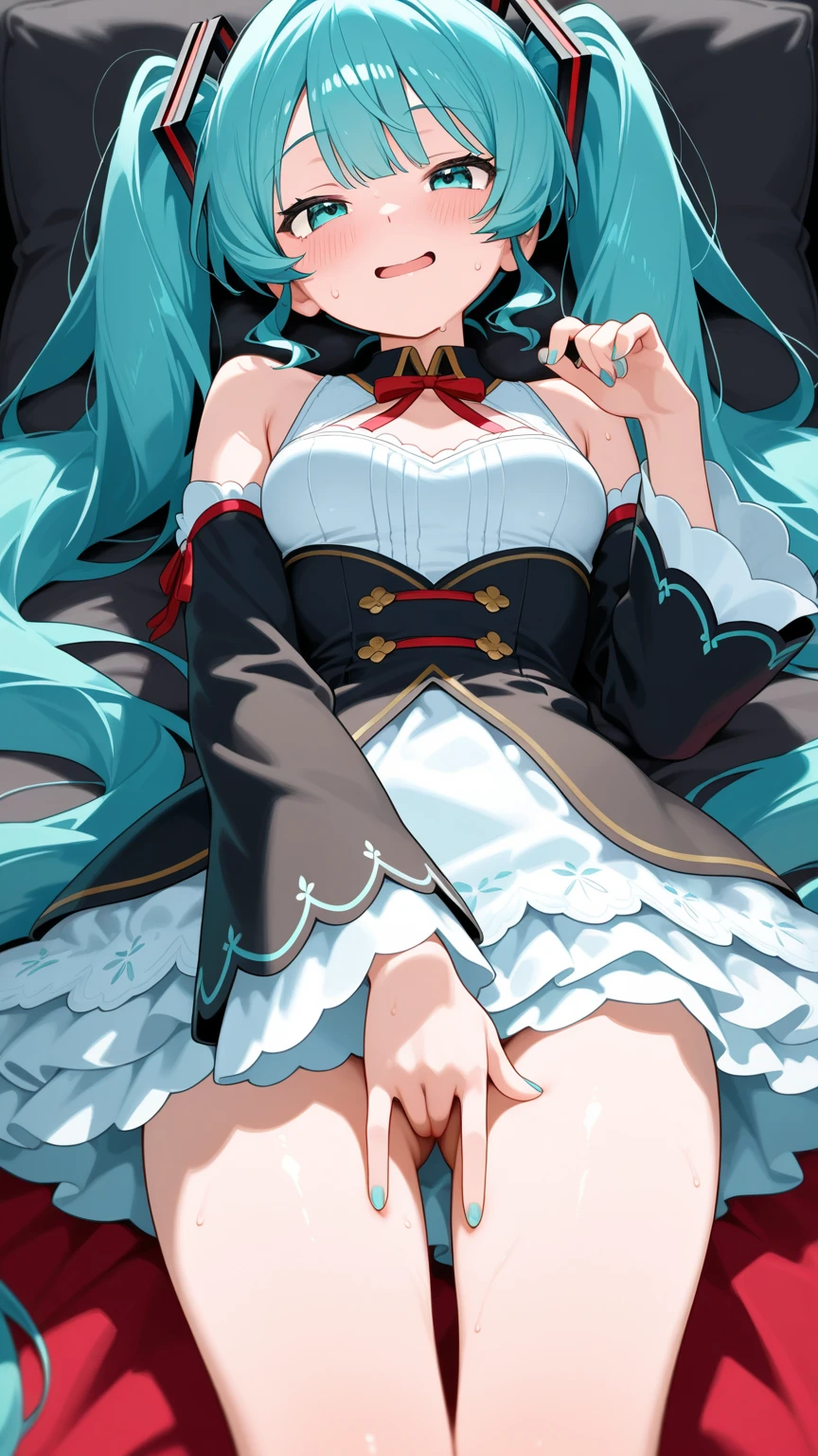 C.C.、Code Geass、upskirt、upskirt、upskirt、Green Hair、Voluptuous body、Plump thighs、Best image quality、A seductive smile、High resolution、masterpiece、super high quality、Spread your legs 、Red Bra、Red panties、とてもBig Ass、Blushing、4K quality、Sailor suit、Big Ass、Zoom in on the lower body、Wearing black knee socks、Pubic hair growth、Shooting from below、Blushed、Big Breasts、Embarrassed face