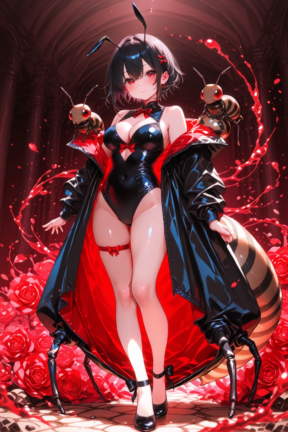 (masterpiece: 1.2, best quality), (1 loli, solo), small breasts, bubble ass, (Dynamic posture), (crimson red skin), crimson red skin, demon girl, red skin, thin lacy gloves, ( small demonic horns:1.1), (Lilith \(Darkstalkers\)), (heaven), bangs, (jewelry, golden ornament:1.15 ), large pelvis, blue (pantyhose:1.1)