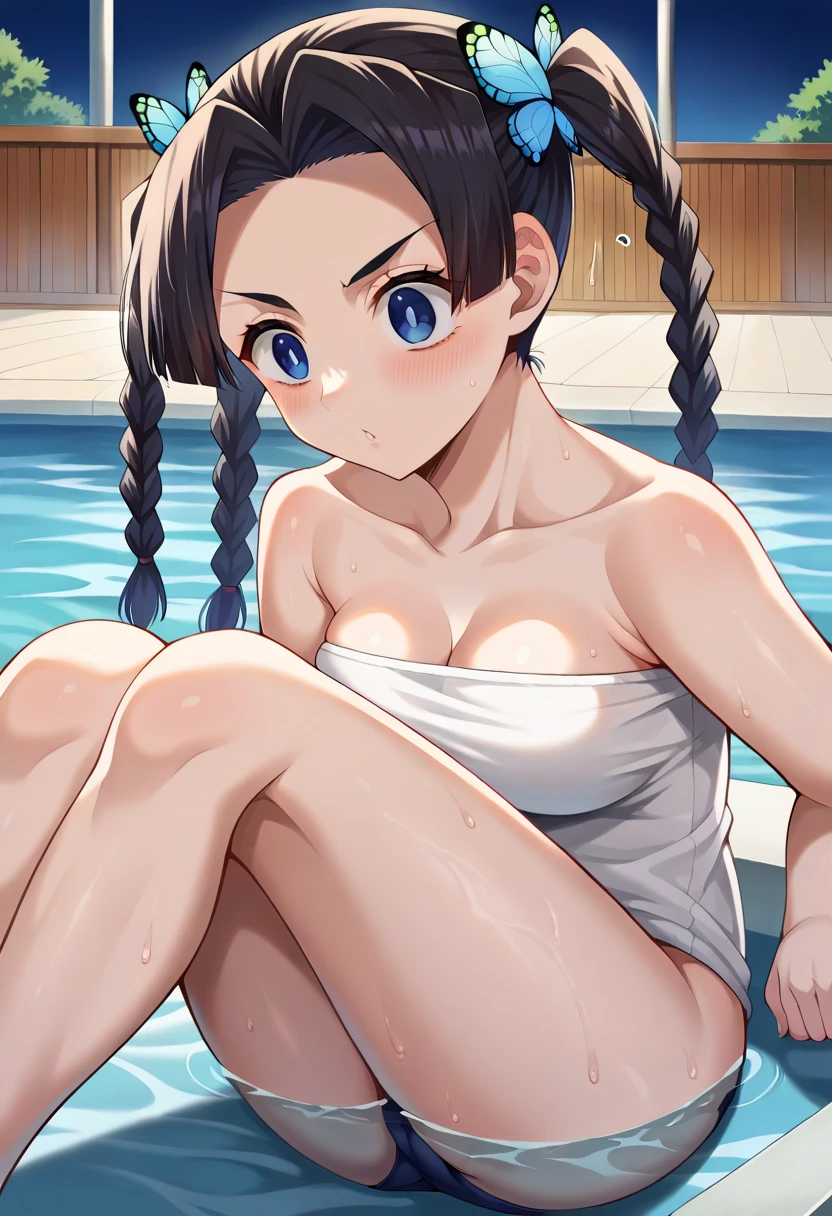 (Finest quality)),(A high resolution),(ultra-detailed art),(Meticulous portrayal),((Best Anime)),(Finest works of art),sharpness,Clear,Ultra-Precision Art,The art of astounding depiction,(masterpiece), high quality, stable diffusion, 

short Hair, short ponytail, purple hair, vibrant purple hair, extremely detailed hair, detailed bangs, violet hair,

beautiful lips, soft lips,detailed lips,
pretty face, close up face, gorgeous beauty, 

green eyes,pretty eyes, beautiful eyes, sparkling eyes, detailed eyes, sharp eyes, perfect eyes, sharp green eyes,
 pretty nose, beautiful nose, perfect nose,detailed nose,
perfect hands, detailed hands, 
serious face,  looking at the camera,

happy, jolly, smiling, seductive, blushing, bukake, happy face, jolly face, excited face, flawless white skin,

wearing silver rings, wearing a silver necklace, wearing silver earings, belly button piercing, silver bracelet,

clear skin,white skin, soft skin, 
small bust, small breasts, smooth skin,
beautiful girl irene, red velvet irene, pointy chest,
sexy back, sexy butt,
japanese traditional clothing, white mini yukata dress, white dress, white sando, white turtle neck, wearing eyeglasses, plain white shorts,

perfect sitting female body, 
perfect hands, perfect arms, detailed hands, detailed arms, show detailed navel,
sexy body, thicc thighs, 		
photogenic female,
oily skin, wet skin, wet body, oily body,
sitting, 
focus on thighs, hands on hips pose, 

show tongue, sexy tongue, drooling,
show whole body, fully body woman, 
pretty woman,sweaty face, sexy, seductive, horny,
sweaty body, sweaty clothes, wet clothes,
slimy hair, slimy wet body, slimy body,
body details,
full body image from head to toe, raised arms, hands up,
show detailed legs, horny female, 
wet body,
show full body from head to toe,

japanese temple background with blue skies and surreal clouds,

with green glowing fist,