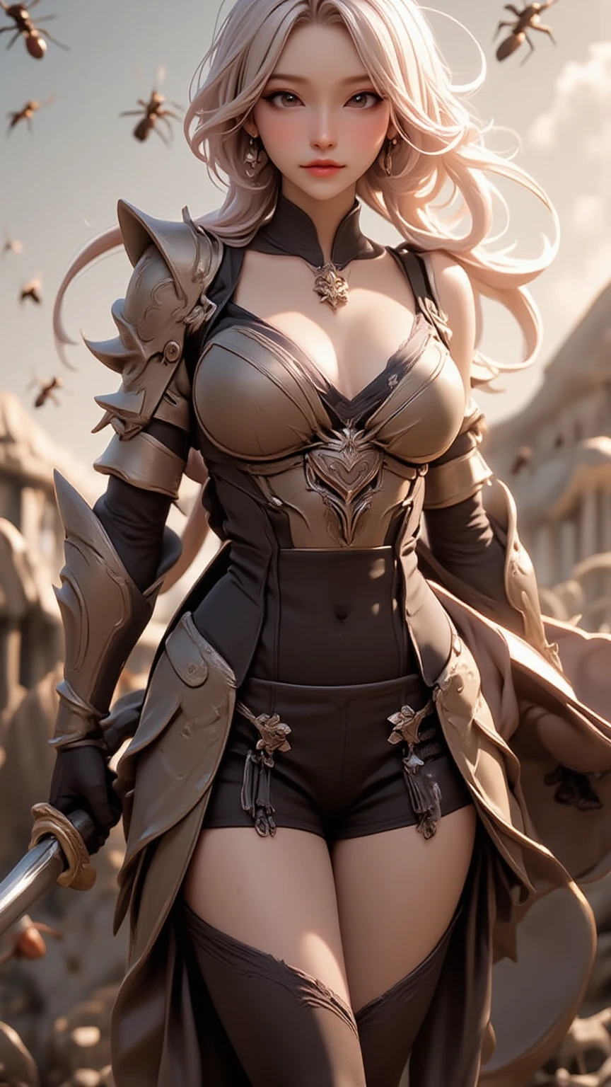 ((Unreal Engine 5)), (1girl:2), Realistic Rendering, Excellent, (god armor:1.5), breastplate:1.3, arm armor, leg armor, (futuristic armor:1.3), looking on camera, (standing:2), (perfect body:1.5), beautiful face, makeup, CGImix, (photorealism:1.2), ultrarealistic uhd face, (huge soft boobs:1.5), (muscle abs:1.3), (big butt:1.3), (wide hips), (thick thighs:1.3), slim waist, hourglass figure, half body, ((glowing skin)), ((shiny skin)), Realistic body, ((she is sexy body)), ((clean skin)), photorealistic, bokeh, motion blur, masterpiece, highres, 1080P, super detail, textured skin.
