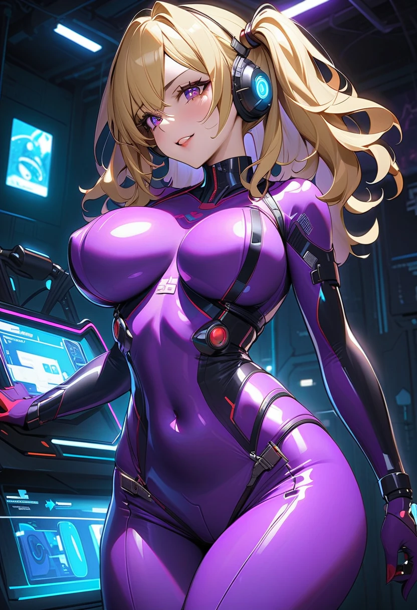 woman,14 years old,,city,night,(((white and blue tight miniskirt bodysuit))),,open mouth smile((See-through))(((glasses))),((beautiful long ponytail)),(()),blush、surprised face,((())),((blonde))(((On the way to changing clothes)))(((While taking off my clothes)))
