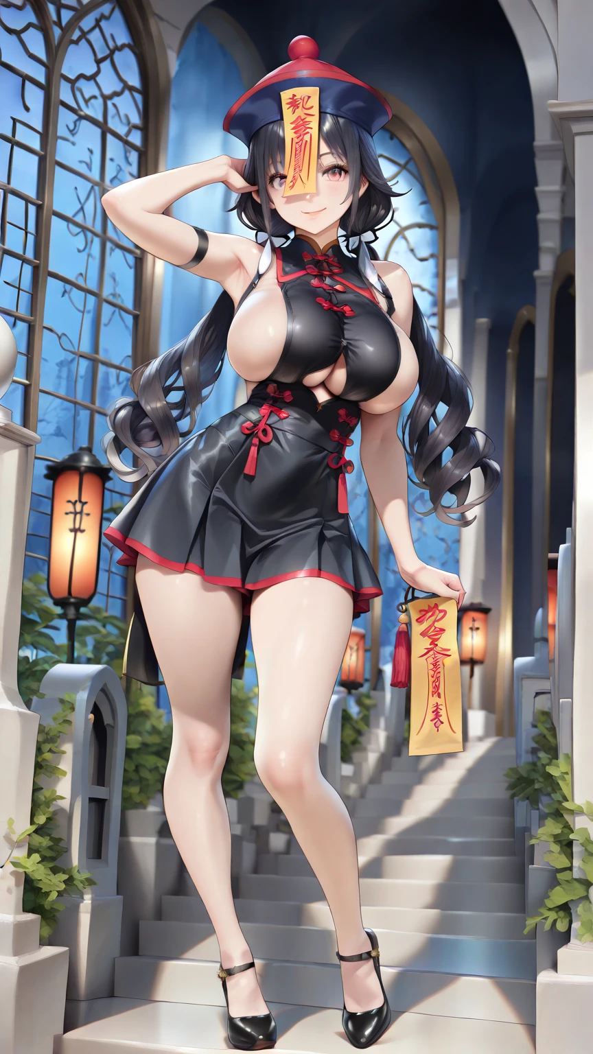 (full_body)、Woman、red_background、(big_breasts:1.5)、Detailed、POP、vivid、pose、mini_skirt、Open chest