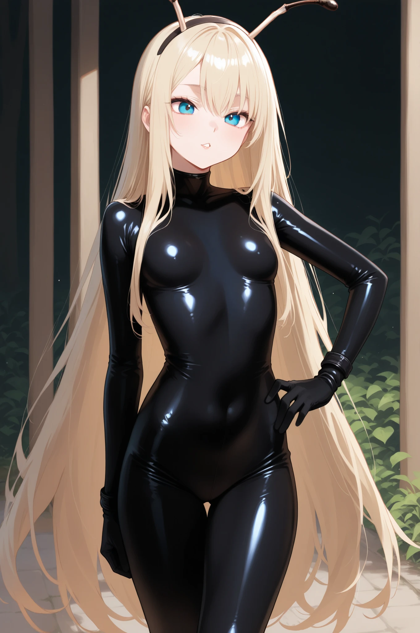 full bodysuit,latex, (dress lift Transparent see-through shiny clothes:1.2),outdoors,night((NSFW)) ((hentai))Long Hair Blonde Toddler girl 5 years old