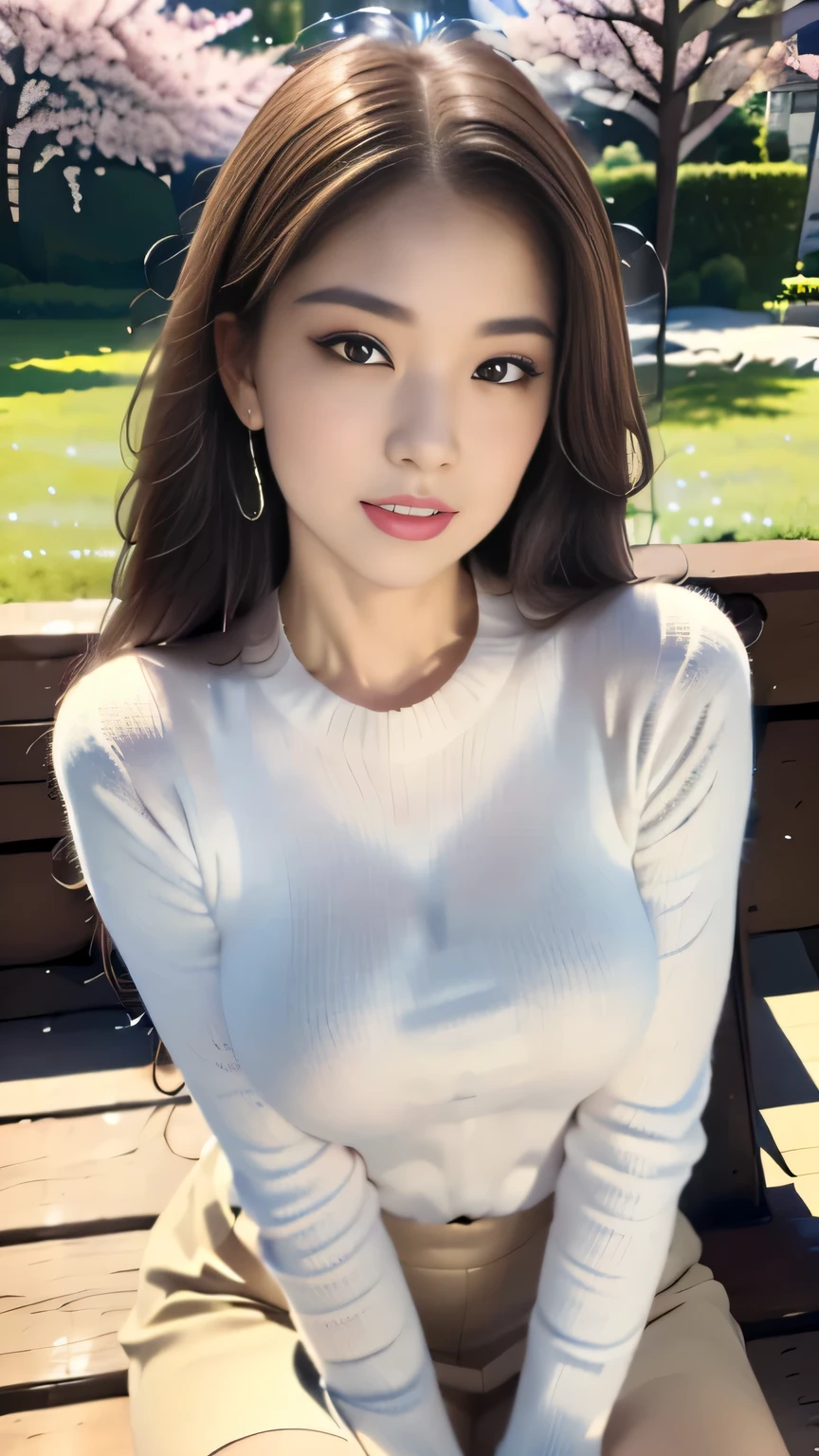 1 girl, beautiful, cute, professional lighting, highest quality,well-groomed face,(mock neck top:1.5), beautiful,long hair,(beach:1,3)