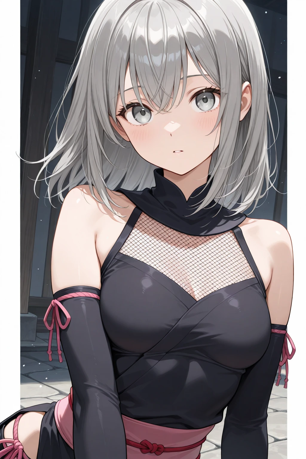 Anime Kawaii sexly Perfect Slim sensual body large breast and huge thighs, An intricate and highly detailed illustration of anime (Young girl ((highest quallity)), ((work of art)), (detailded), A person,age 25,(black knit sweater),(mini-skirt),bare one shoulder,breasts big,blush,below the bust,(Your cleavage is visible),(excited expression),(seduce),natta,hinterland,ruins,nattaのruins,Poor lighting,(in a dimly lit room),(in a messy room),Be careful when browsing,sexly,grimy,sweat,(Black knee-high socks),