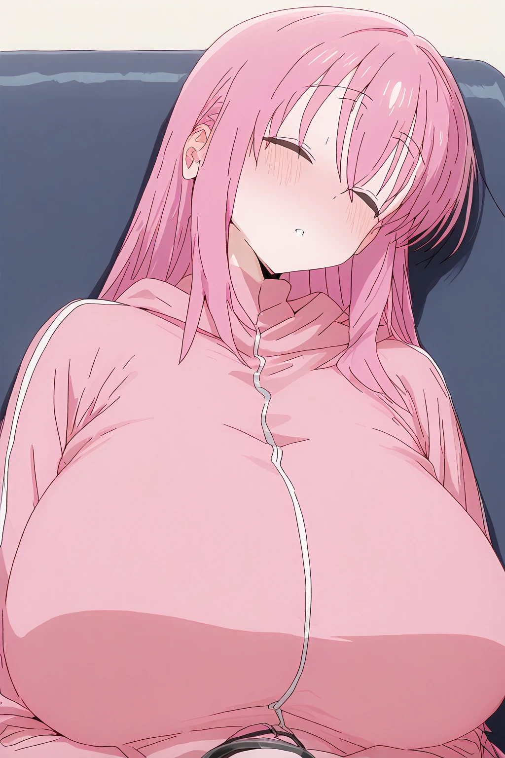 (masterpiece:1.2), Hyper Detail, Highest quality, (complicated_detailed:1.1), Beautiful details, Beautiful Hair, alone,One girl,Gotoh Def, One side up,Pink Hair,Cube-shaped hair ornament,Long Hair,Pink jacket, Track jacket, Long sleeve,((Jacket half off shoulder)),Blurred_background,sweating,whole body,((Bare shoulders,Upper Body,((pussy detailed)),Backlight,,throw,,Nipples,Panties,blush,Sensual,Look at the chest,Covered in semen,Creampie,((Hugging your chest with one hand)),((Shadowed face)),In the bedroom