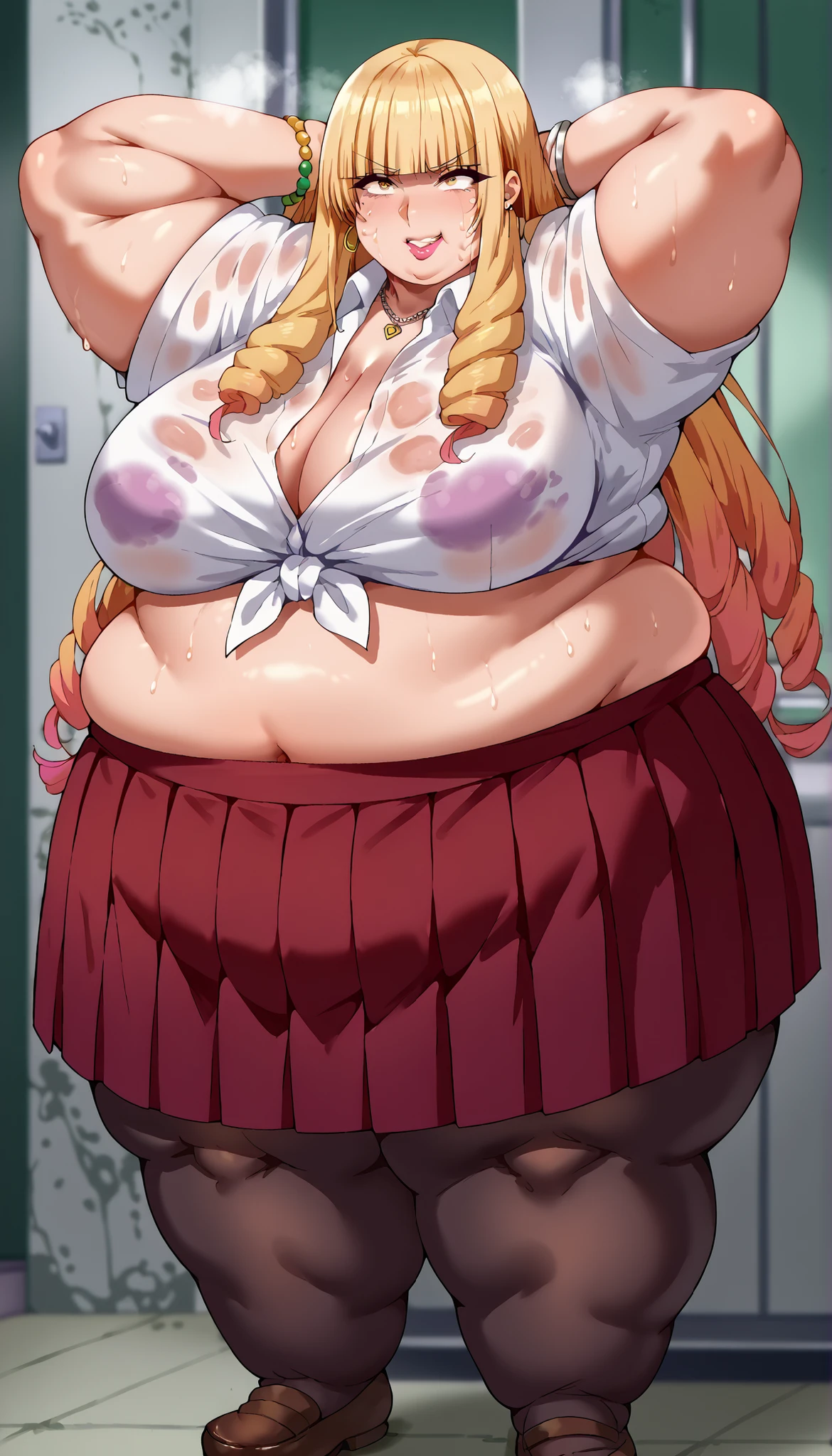 Fat obese sssbbw gluttony high school girl huge huge xxxxl size belly 