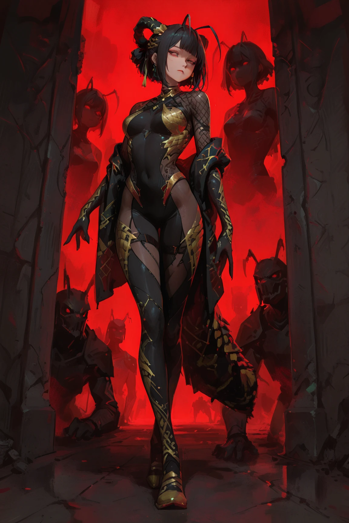 masterpiece, best quality, highres, 1girl, solo, (she has tawny furr and skin), tabaxi :: rogue, d&d character commission, tiefling from d & d, (anthropomorphic female cat), d & d style full body portrait, (leftclaw holding sword:1.4), thighs, (animal Digitigrades:1.5), sandals, (long brown pelvic curtain made of leather:1.4), leg armor, metal greaves, beautiful, aesthetically pleasing, (perfectly lit moonlight forest background, moon:1.5), forest floor, illuminated area
