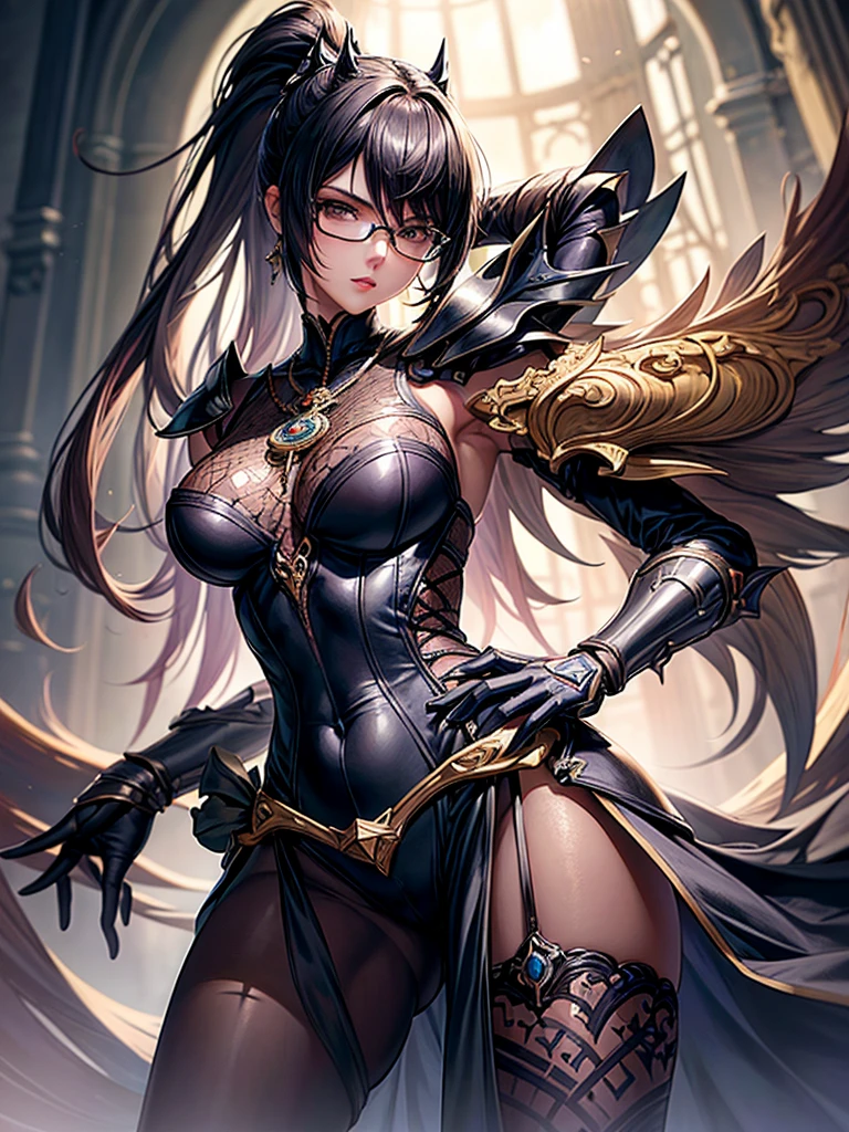 a mature woman, a china woman, Confident, mighty and strong, (black blue hair streaked sky blue luminous hair), ((Extra long high ponytail with single side ear front hair combed in back)), floating hair, hair strand, shiny hair, blue amber eyes, pupils sparkling, aqua eyes, glowing eyes, pupils sparkling, upturned eyes, long upper eyelashes, double eyelids, deep red purple lips, white crystal earrings, a slight smile, (((Glowing clothing effect))), (Silver full body heavy armor), (super high exquisite black and gold twin color pattern on silver armor:1.6), ((The left forearm is surrounded by fire)), ((The right forearm is surrounded by lightning)), (A huge upright magic ring of fire and thunder appears behind the shoulder:1.4), She is a war goddess, Random pose, Random expressions, Random background, White light surrounding the body, god rays, anime, full_body, Wide-Angle, UHD, masterpiece, award winning, 8k, super detail, best quality, retina, ccurate, super textured skin, super detail face, perfect face, Super fine facial details, beautiful and delicate eyes, perfect eyes, anatomically correct, correct limbs, correct finger, super detail finger, best hair quality, best clothing quality, best prop quality, best totem detail and quality, complex totem detail
