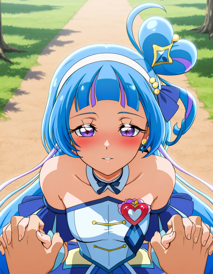 score 9, score 8 up, score 7 up, rating questionable, detailed background,anime screencap, source_anime,shiny skin, curebeauty, large breasts, solo, open mouth,outdoors,park,Closed eyes, face of pain, (Close your eyes), (It hurts a lot 1.7),Defeated,Damage,nipples,exploding clothes,revealing clothes, (torn clothes), ChopioSuspended, arms are tied at the top. (suspension:1), midair