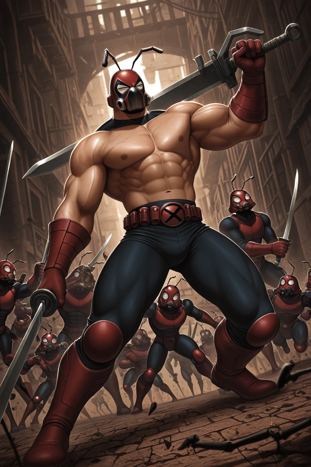 Superhero, hero, strong and robust male, Armor, Tentacle entanglement, uniform, Binding hands togethe, Foreign object invasion, monster breeding, wet, slime, tentacles, slimy tentacles, monster and human breeding, Tentacles wrapped around the body, Insert tentacles into the body, Blocked mouth by tentacles, Both hands are bound, The reproductive organs are covered in tentacles, The chest was torn apart by tentacles, Tentacles penetrate deep into clothes, Wearing pants completely, Complete wearing of trousers, Complete wearing of trousers, Do not expose the reproductive organs