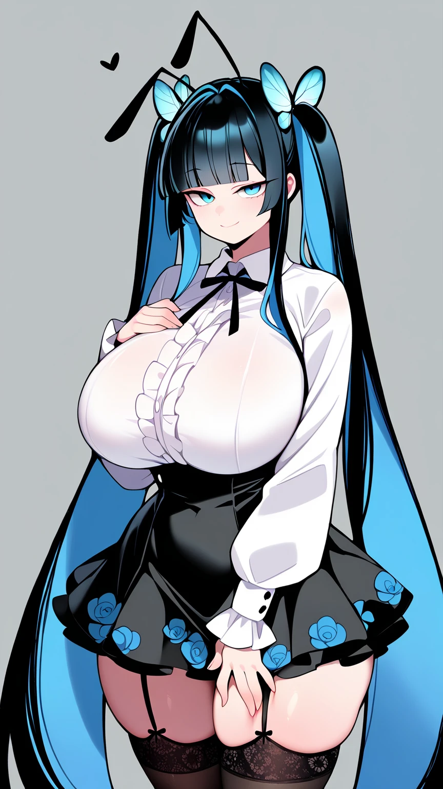 Cute Girls　Animal Maid　Black Hair　Long Hair　Smiling at me　Big Breasts　Light blue costume