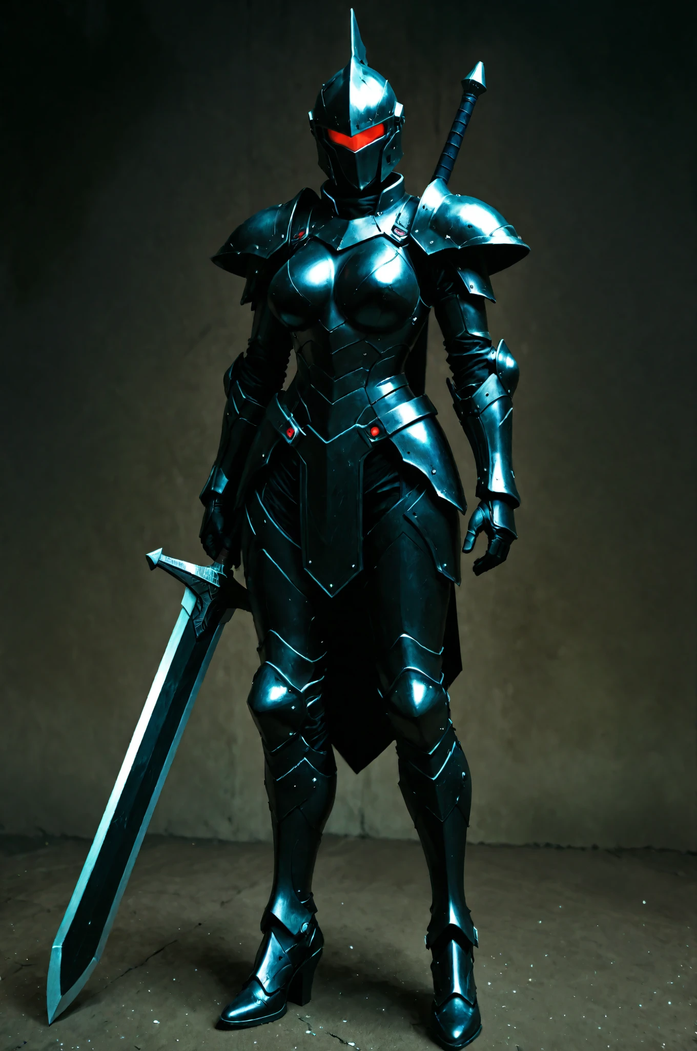 ral-18thlxry,Amidst the opulent court of a queen, one knight stands out. Clad in blackened plate armor, polished to a mirror sheen, she is known as the Iron Rose, the queen's most trusted protector. Her helmet, adorned with a single, exquisite rose crafted from iron, never leaves her side, a symbol of her unwavering loyalty and the iron will that lies beneath her stoic exterior.,black face shield