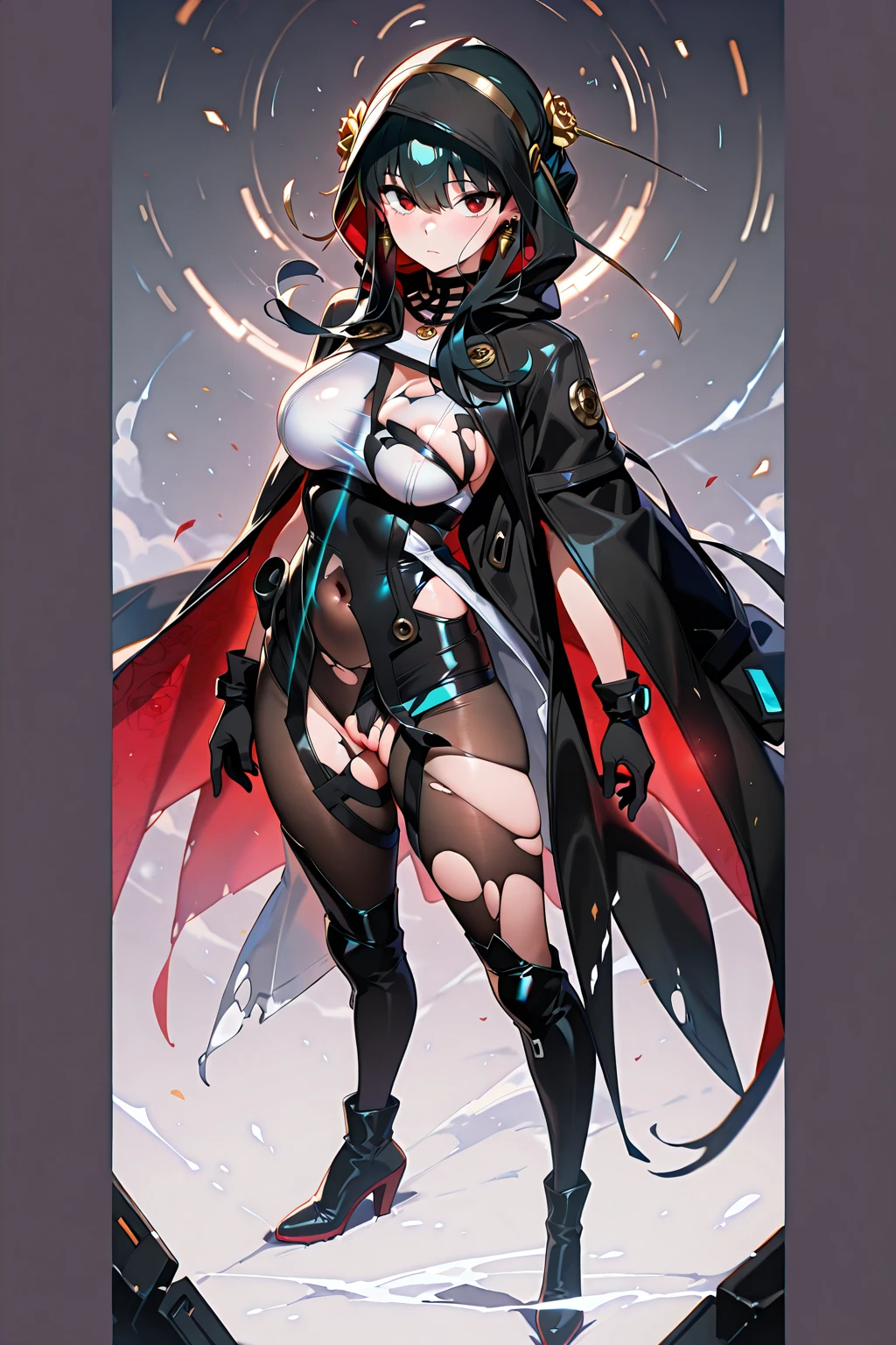 (masterpiece: 1.6, best quality), (beautiful eyes: 1.2), (Elevated), high quality, pretty face, 1 girl, Wide-angle lens, white crop top, leather shorts, oversized leather jacket, open shoulders, big tits, long hair, wide hips, (garden), street, background, 详细background, creepy smile, angled laughter, smokes, sunglasses,pregnant belly,pregnant belly