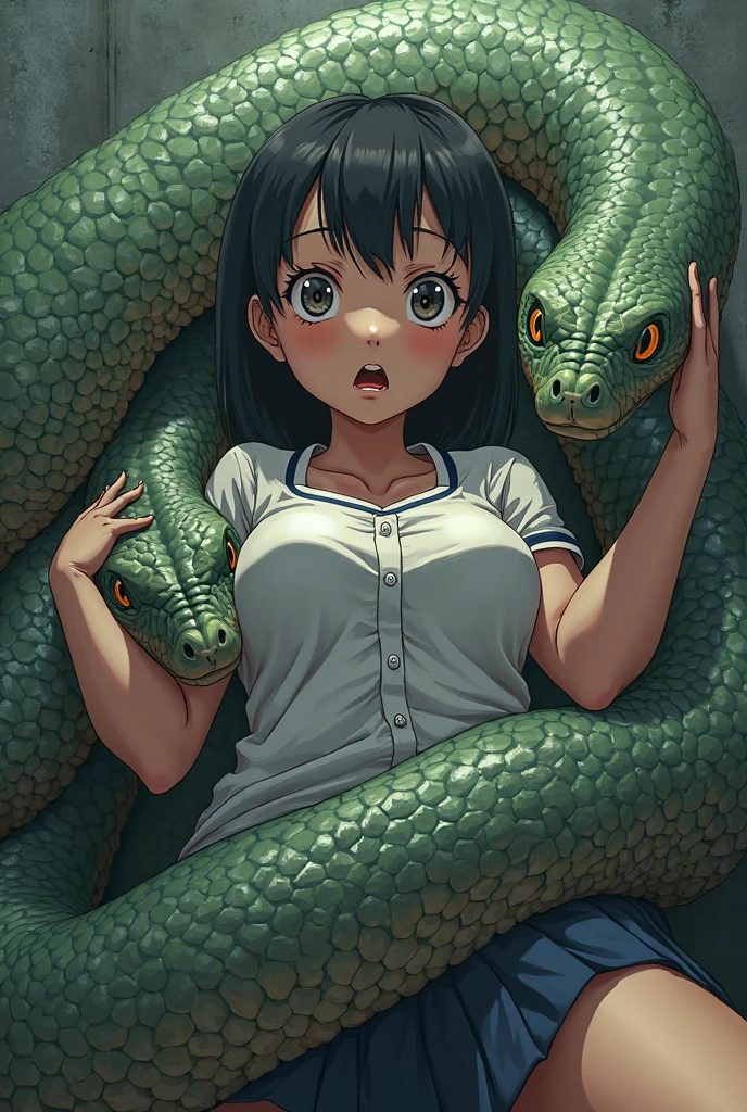 Thick giant chick leaning forward tentacle pops out from within her mouth