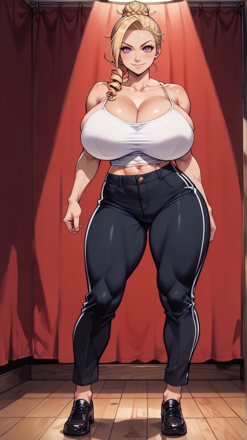 (best quality, masterpiece), 1girl, solo, public park, turtleneck sweater, pants, large breasts, wide hips, headless, long sleeves, building, blue sky, cloud