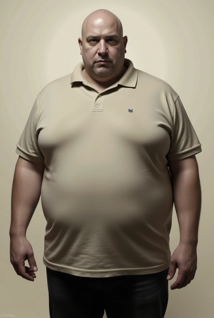 Fat man whose chest is wrapped in cling wrap