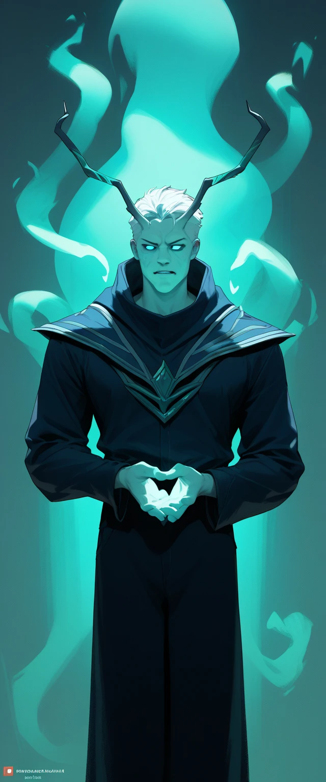 Make Dr Manhattan with a black robe and a red badge