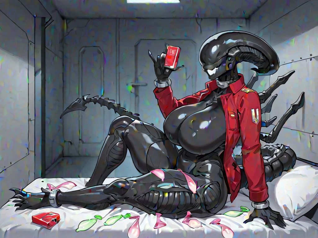 no clothes, female, black white kobold, small breasts, robotic robot, shiny, thin body, curving thighs, perfect anatomy, metallic, android, shiny, red, glowing eyes, legs spread, money, ,pinned, french kissing, slave collar , laying down, holding, hugging, rubbing, fingering, lewd, science fiction, scifi, bedroom, hallway, closet, high quality, masterpiece,