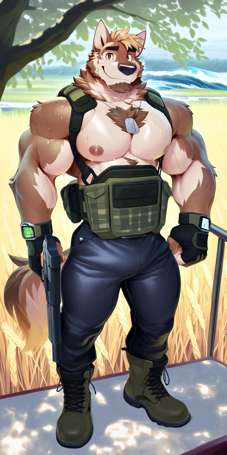 A delicate horse being fucked by a muscular stallion on a farm.