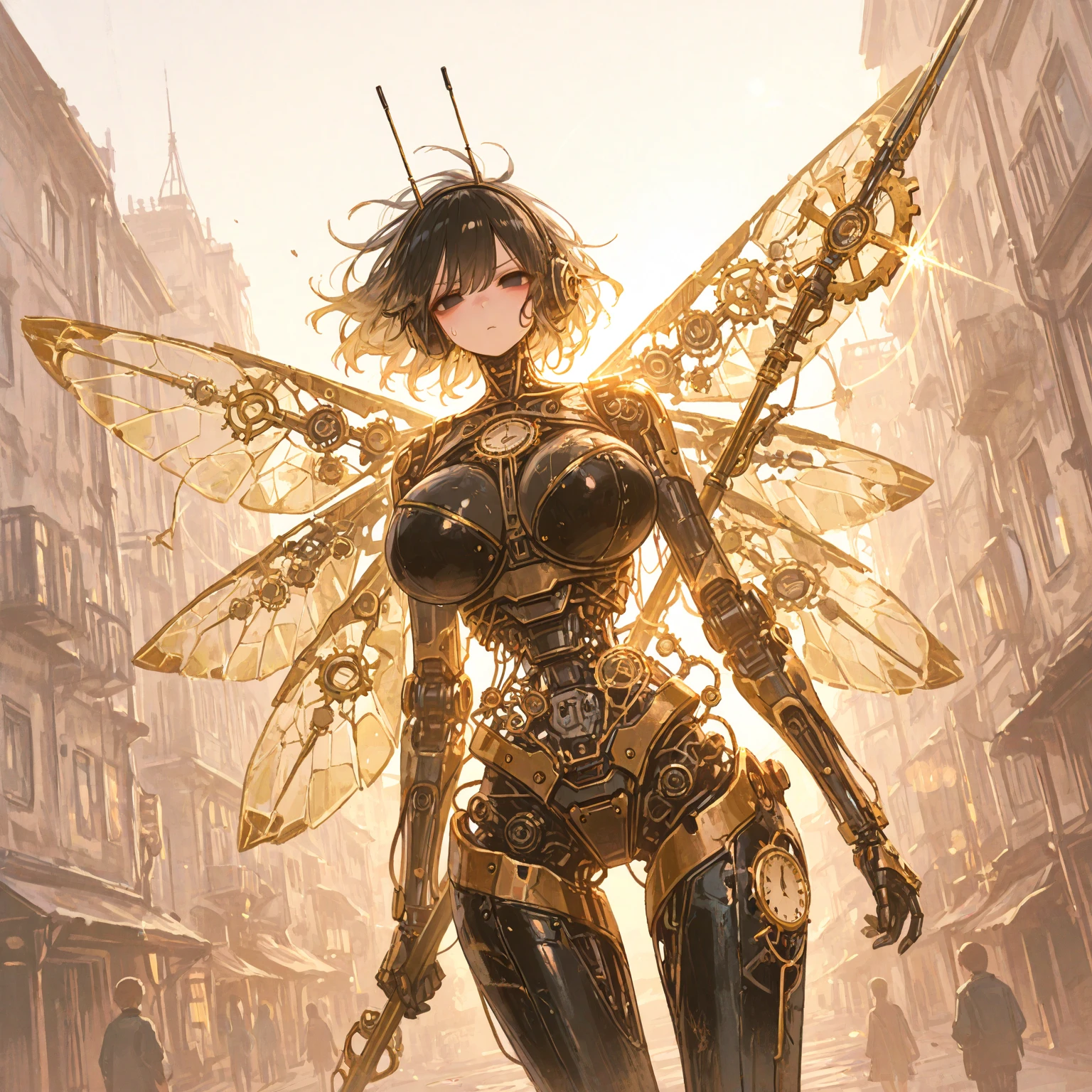 A steampunk wasp in an apocalyptic setting --auto --s2