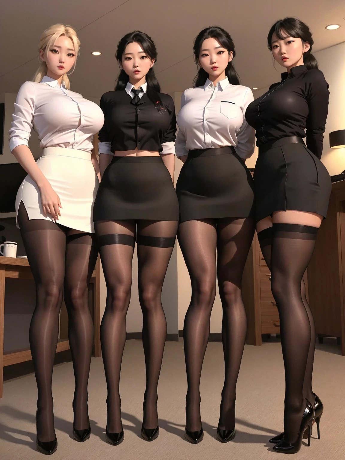 shenhe， 1girll，独奏， ((white  shirt))，black thighhigns，nedium breasts，Re-emulsification，校服，office backdrop，a black skirt，pleatedskirt，office room，hair between eye，hair adornments，big cleavage breasts，long whitr hair，looking at viewert，silber hair，braidedhair，silver short nails，Silver eyes，独奏，Thighs,long whitr hair，((tmasterpiece))，Sat down，a chair，Study desk，Computer on the desk，name badge，ID tags，inside in room，Be red in the face，A sexy pose，sensual breasts，really large bust，(Lively breasts)，Very large chest:1.16789，breasts out，Very large breasts，The breast is exposed，Belly exposure，Slender abs:1.6783，Sexy buttocks，鎖骨，The expression is shy，There are no NSFW pictures，Height 298 cm，Weight 12 kg，Measurements:10497.4.358，is shy，no brassiere，Cover your chest with your hands，Expose boob，White breasts，White lace panties，Bust 10497cm，Lower chest 11 cm，The bust is perfectly shaped，Cups:Nine thousand three hundred and ninety-seven，The side chest is lively，Lift your clothes,perfect bodies，the golden ratio，full body exposed，The lateral chest is very large(Secondary breasts):1.7842，Breast weight：968.5 kg，Side chest weight:457.8 kg，waist circumference:4 centimeters，Hip circumference：358 cm，Thigh circumference：13 cm，Calf circumference：6 cm，Superskirt，Hands on the buttocks，Stretch your waist forward，The chest is straight forward，back to look back，White lace is a more transparent bra，Sexy eyes，Sexy thighs，Sexy collarbone，The neck is slender，The breasts almost burst the bra，The bra almost cracked，Chest straight，Sagging naturally and stretching forward，Sexy abs，Sexy buttocks，Very sexy breasts，Side Chest(Secondary breasts)Lively and upright，Naturally droop down and stretch forward，Dress revealingly，Elongated thighs，The calves are slender，Larger eyes，Silver pupils，smaller nose，Small lips，Redlip，The arms are slender，Hourglass figure，Hands touch the breasts，Pinch your breasts with your hands，Breasts burst out of the bra，huge tit，Black corset，perfect bodies，Sexy figure，Exposed figure，Skin w