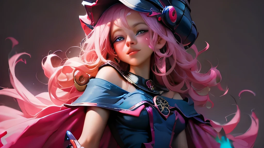 Beautiful face of dark magician gils. long eyelashes, blue eyes. pink lips. long blonde hair. curly hair. exposed shoulders, angelic smile, beautiful well detailed face of the dark wizards gils. Dressed as a sexy schoolgirl. She is flirtatious with the viewer... sexy schoolgirl.