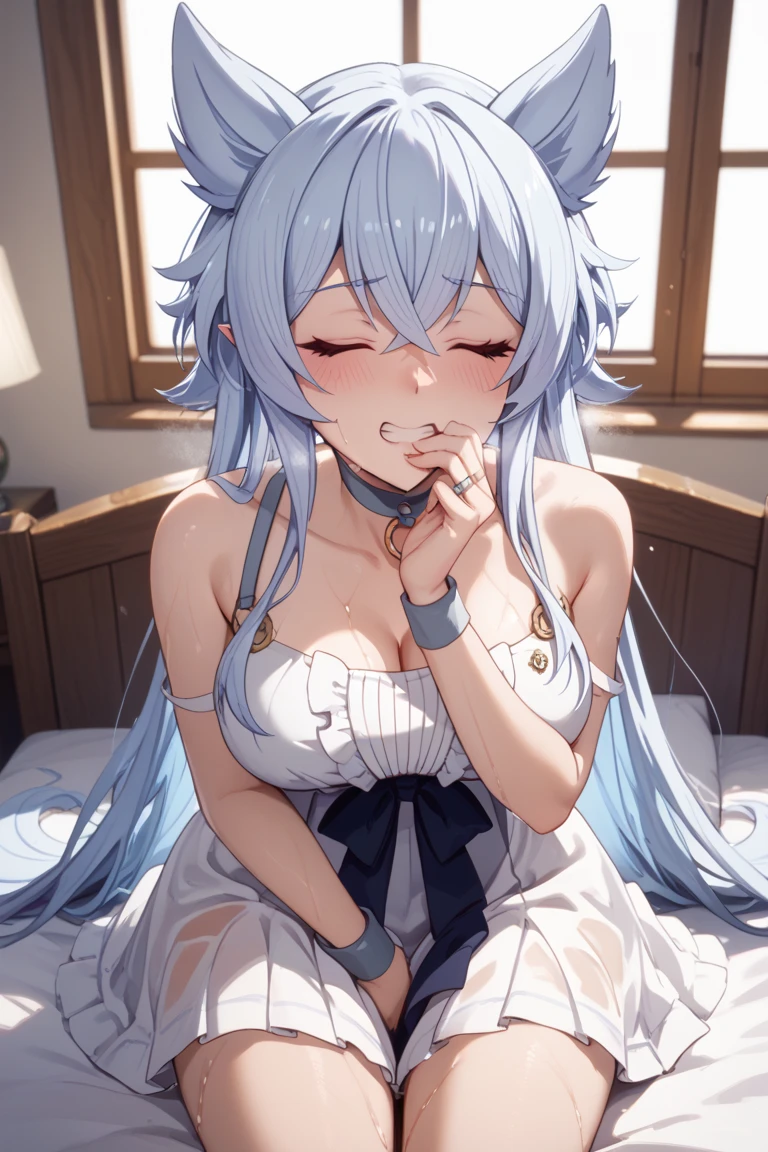 ((overhead shot)),((((Being pushed onto the bed)))),((((Spread your legs)))),((((sex)))),((cum in pussy)),(((Long Hair)))),((Squint your eyes)),((((Exposed shoulders)))),((highest quality)),,(Very detailed) ,,((Open your mouth)),,((Embarrassed look)),Blushing, ((highest quality)), (Very detailed), ,(((Crying)), (masterpiece:1.2), highest quality, High resolution, unity 8k wallpaper, (shape:0.8), (Beautiful details:1.6), Very detailedな顔, Perfect lighting, Extremely detailed CG,fgoAnastasia, Anastasia, blue eyes, Grey Hair, Hair between the eyes, (Hair in one eye:1.5), Long Hair, bangs,
break blue Cape, brown hair band, Cape, dress, Fur trim, hair band, Royal Robes, sash, tachi-e,((White blouse)), Wide sleeves,
break looking at viewer,
break indoors,
break (masterpiece:1.2), highest quality, High resolution, unity 8k wallpaper, (shape:0.8), (Beautiful details:1.6), Very detailedな顔, Perfect lighting, Extremely detailed CG, (Perfect hands, Perfect Anatomy),((Spread your legs)),((throw)),((Penis in vagina),
