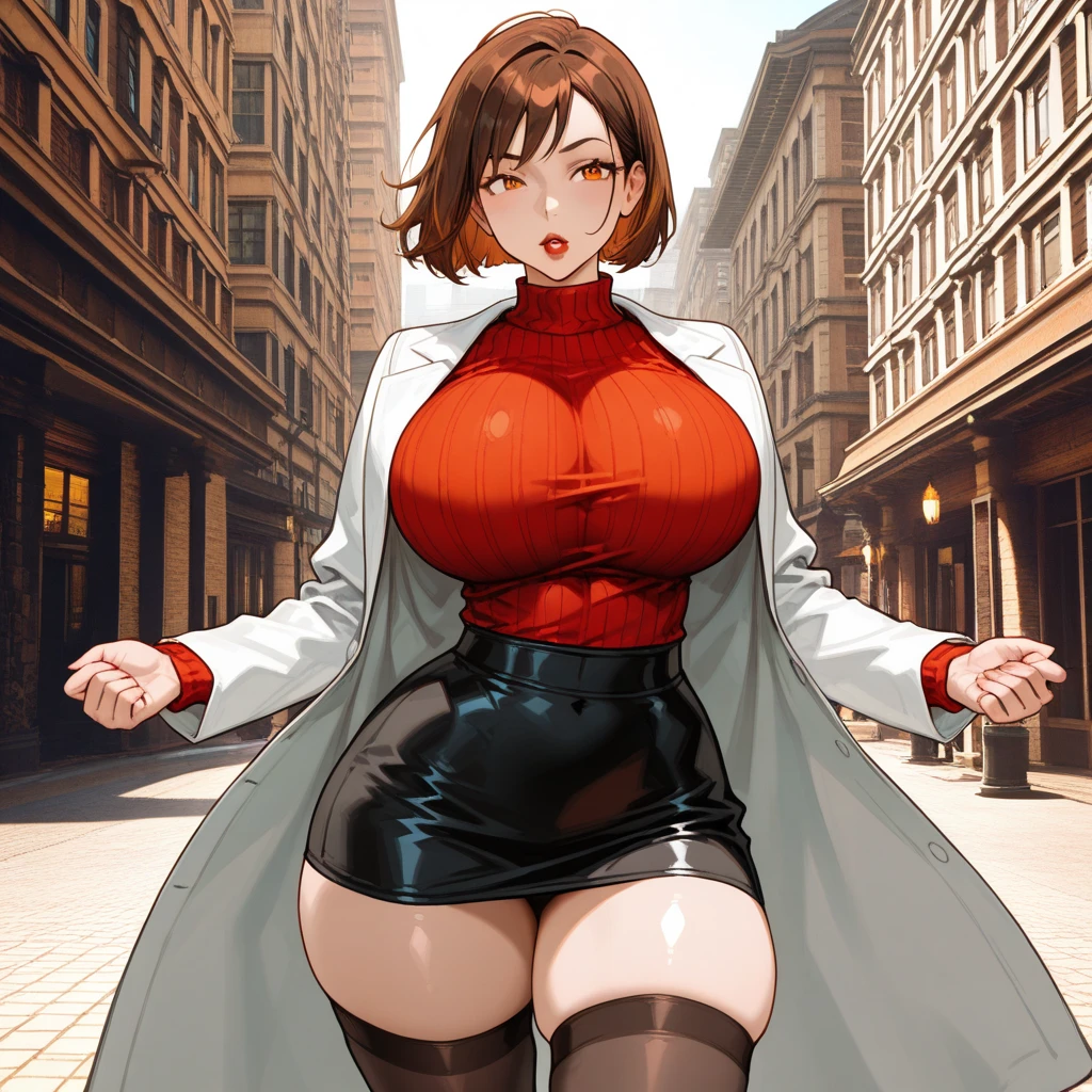 masterpiece, best qarity, Aerith Gainsborough, She is standing, she is raised, short dress, Athletic build, thin waste, broad hips, perky ass, gargantilha, Short jacket, hair bow, bracelet, pink dress, spectator side, smile, mouth shut, inside, stained glass, legs thick, big boobies, very short dress, she is standing, She is standing, photo studio scenery, lighting, professional foto,